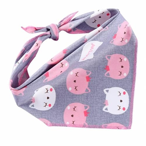 Hundehalstuch, waschbar, Baumwolle, dreieckig, Rosa, Katzendruck, Welpen-Bandana für Hunde oder Katzen