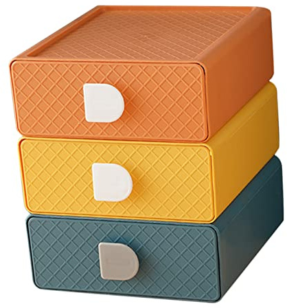 Boîte de Rangement de Table à Tiroirs, Plastique, Lot de 3 | Capacité, Accès Facile, Chambre et Coiffeuse, pour Bracelets et Vernis à Ongles