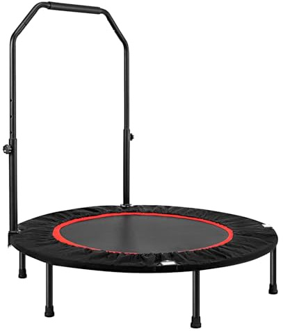 LN COZY CORNER Foldable Fitness Trampoline, Max 485lbs(220kg), Rebounder Exercise Trampolines with Adjustable Handrail, Indoor/Outdoor Mini Trampoline for Home Workout (Black, 40 inch)