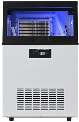 Isbitsmaskin 100 kg/24 H för Kommersiella Isbitar,Anslutning Till Kranvatten,Justerbar Istjocklek,Isbitsmaskin av Rostfritt Stål,Ismaskin Nuggets för Hem,Kontor,Restaurang,Bar