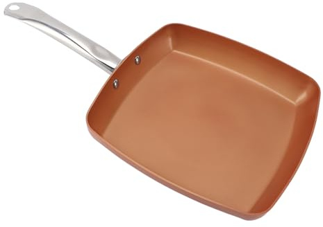 lvifloae color de cobre freír no stick sartén universal sartén cuadrada sándwich desayuno seguro para estufas gas cocinas de inducción 24 cm cobre