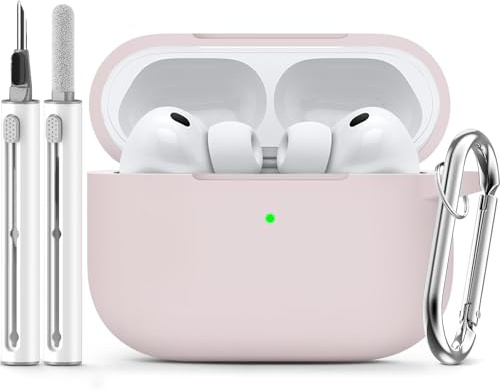 Inesore Compatible with AirPods Pro 3 Hülle with Cleaning Kit, Silicone Protective Case Cover for Apple Air Pods Pro 3rd (2025), Unisex Design - Light Pink-A