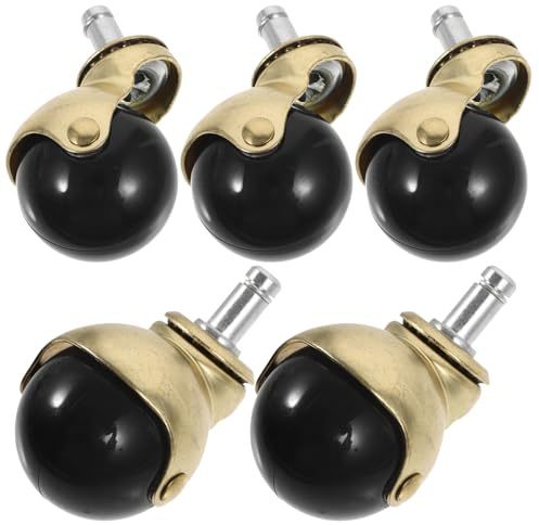DOITOOL 5 pièces Roulettes pour Chaise Dorées Roues Pivotantes pour Mobilier Bureau Compatibles Sols Durs et Tapis Installation Facile et Silencieuse Accessoires Robustes pour Fauteuils