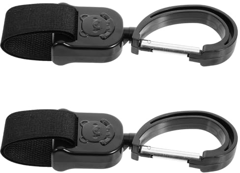 SOPOTUTU Ganchos Prácticos para Colgar Bolsas y Accesorios para Cochecito Giratorios 360° 2 Piezas de Aleación y Plástico en Silla de Paseo Ñiño