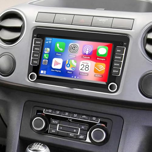 Radio de coche doble DIN para VW Amarok 2010 – 2016, pantalla IPS de 7 pulgadas con inalámbrico Carplay Android Auto Bluetooth DSP GPS Navegación Android 14 Estéreo WiFi Cámara de visión trasera