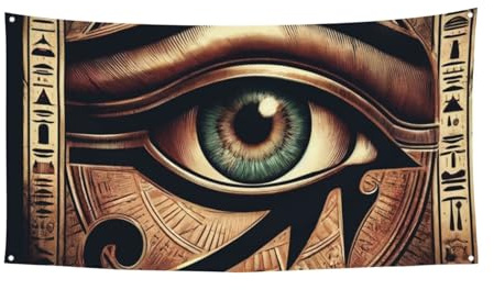 Bandiera da appendere alla parete, 178 x 89 cm, motivo mistico Egitto, occhio di Horus, per eventi e feste all'aperto