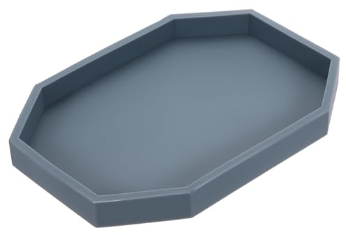 QUARKZMAN Badezimmer Schminktisch Tablett 20 x 15 cm Tablett Organizer Grau | Seifenspender, Küchenspülen, Silikon, Achtkant, Splitterfeste, Für Seifen Schlüssel Kerzen Schmuck