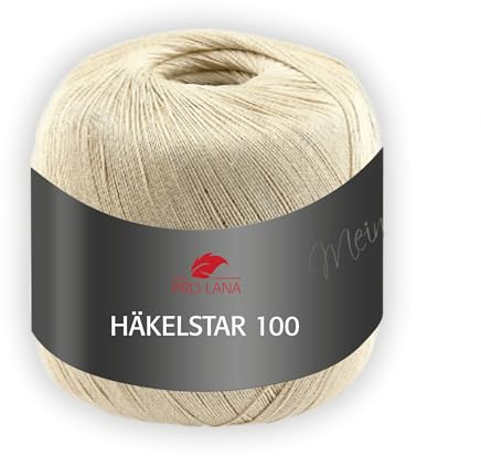 Pro Lana Häkelstar 100 – Häkelgarn 100g, 100% Baumwolle, 566m, Nadelstärke 1,5-2,0 mm, Filetgarn zum Häkeln & Handarbeiten (03 | beige)