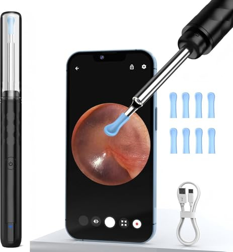Otoscopio per Pulizia Orecchie - Pulisci Orecchie 1080P, 6 Luci LED, IP67 Impermeabile Compatibile con iPhone iPad e Telefoni Android