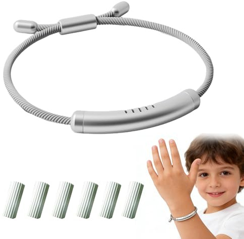 Nzkeuf Mosquito Repellent Bracelet with 6 Replacement Sticks, Mosquito Bands DEET-Free fo Kids and Adults, Natural Plant Refillable Wristband, One Unit Lasts for 240 Hours, Indoor Outdoor Travel