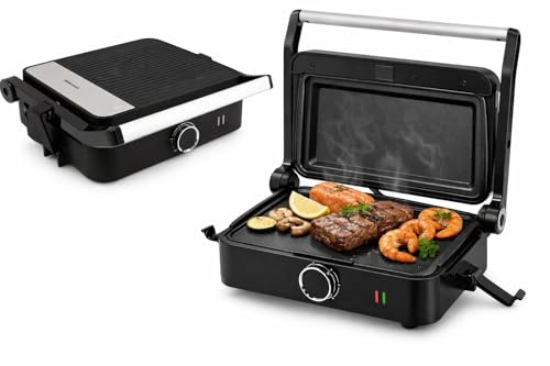 Syntrox SM-1000W-Toledo Teppanyaki Grill elektrisch 1000W – Flat Grill Maker mit Antihaft Grillplatten – Tischgrill für Fleisch, Gemüse & Snacks – kompakter Indoor Grill