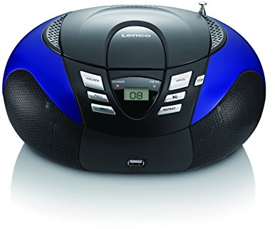 Lenco SCD-37 USB Stereo Boombox, Radio FM, CD/MP3-Player, USB 2.0, Blu
