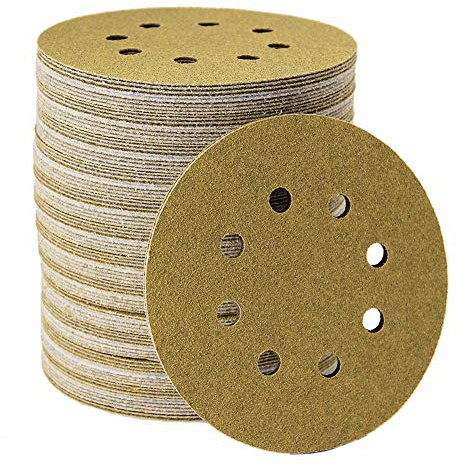 Mestool 5-Inch 8-Hole Hook and Loop Sanding Discs, Orbital Sander Sandpaper Discs, 100 Pieces Round Sandpaper Set, 80 Grit