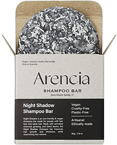 ARENCIA Night Shadow Biotin Shampoo Bar for Regrowth & Hair loss, Darkening, Gray Hair | Strengthening & Volumizing | Normal to Oily Hair | Vegan, Natural, pH balanced, Sulfate free