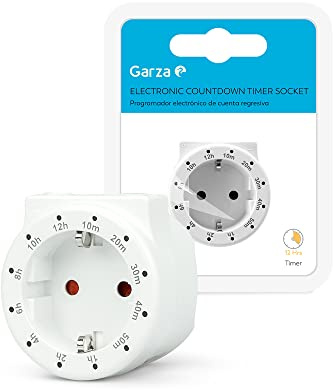 Garza - Plug-in elektronischer Countdown-Programmierer (von 10 Min. bis 12 Stunden), Weiß