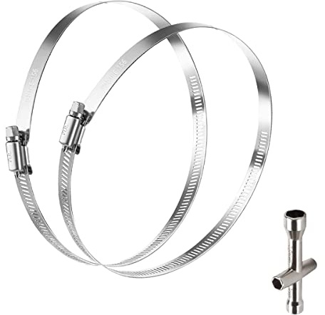 6 Zoll Schlauchschellen, 2 Stück Schlauch Rohrschellen 150mm, 304 Edelstahl-Kanalschellen, 150mm Rohrschellen Verstellbare Spannbereich 141-165mm, für fixieren Abluftschlauch und Abluftventilator
