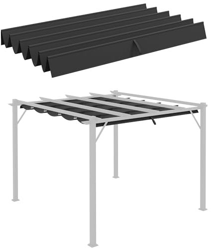 Outsunny Toile de Toit pour pergola tonnelle rétractable de 3 x 3 m - Gris foncé