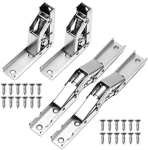 4 Pcs 90 Degree Folding Shelf Hinges, Steel Shelf Hinges Small, Hidden Kitchen Cabinet Hinge with Fixing Screws