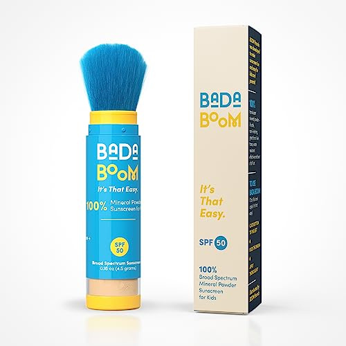 Bada Boom Mineral Translucent Sunscreen Powder, Brush on SPF 50 for Kids and Sensitive Skin