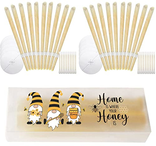 20 velas de oído limpiador, velas de oído, naturales con 10 discos protectores, kit de limpieza de orejas, herramienta profesional de cuidado de oído