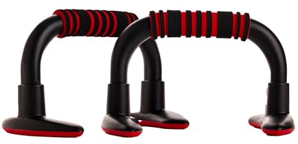 Endless EL1042 Push Up Stands With Foam Handle | Blank and Red | Material : Steel, Plastic | For Upper Body Workouts with Comfortable Foam Grip and Non-Slip Bars and Less Wrist Strain