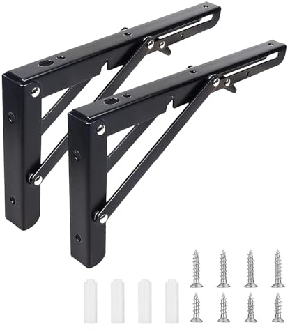 FAAING 2 Pièces 350 mm Équerre Pliante Étagère, Support Etagere Pliable, Support Console Pliable Charge Lourde en Métal, Pour table pliante, table murale, étagère, bibliothèque