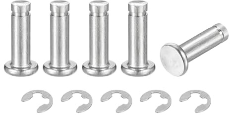 QUARKZMAN 5Set M5x16mm Perno Posizionamento Cilindrico Elastico Albero Acciaio Inossidabile 304, Perno Posizione Cilindro Cerniera Scanalato Testa Piatta con Ring Fissaggio Clip E, Argento