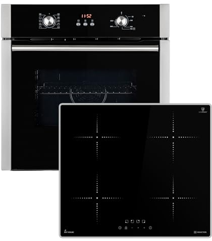 Cuisinière: 60cm Four encastrable BO8805SS + 59cm Plaque Induction IH85900ED | Gril | Air chaud | Timer automatique | Double Vitrage d'isolation thermique | Sécurité enfant | SET8805IH859ED