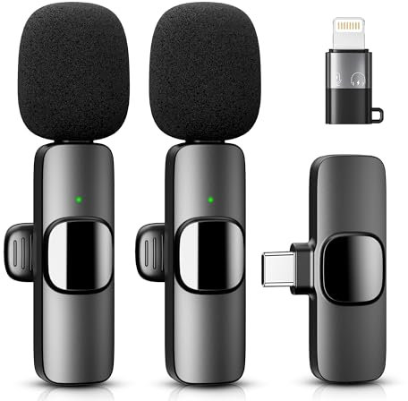 YRF micrófono inalámbrico de Solapa para iPhone Android iPad, Mini micrófono con USB C/Lightning, reducción de Ruido, 20M Distancia, para grabación de vídeo, Streaming, Vlogging, Youtube, Tiktok