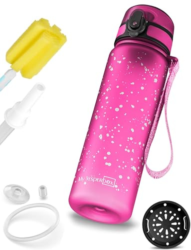 My Vesperbox® Trinkflasche Kinder [500ML] - Wasserflasche Kohlensäure Geeignet & Auslaufsicher - Water Bottle Kids - für Schule & Sport - Kinderflasche für Mädchen & Jungen - inkl. Ersatzdichtung
