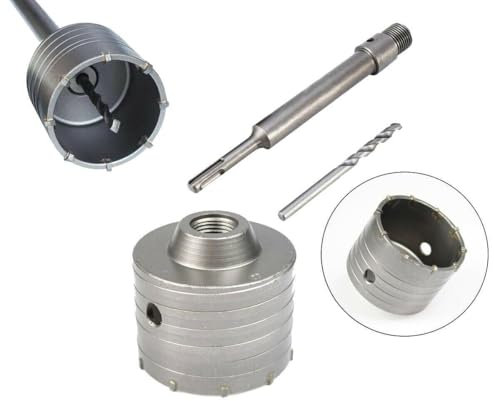Fresa A Tazza Carotatrice 50mm Con Codolo SDS Plus 11cm Per Cemento, Mattoni, Pietra Muro + Adattatore SDS PLUS + Punta Centraggio 8x110 mm (50 mm)