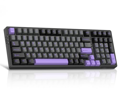 Gasket Structure Light100 Wireless Mechanical Keyboard,2.4G/USB-C/BT5.0 Hot Swappable Custom Keyboard, RGB Backlit Gaming Keyboard for PC/Win/Mac, Linear Blue Whale Switch, PBT Keycaps - Purple