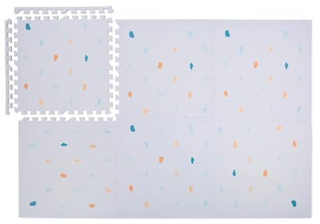 Relaxdays Tappeto Gioco Bambini, 6 Tasselli Puzzle con Punti Colorati, 60x60 cm, Tappetino Gattonare in Gomma, Grigio