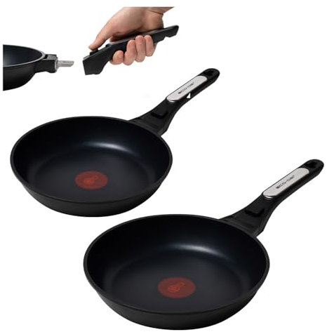 ECODE® Lot de Poêles 24/28 cm,Indicateur Démarrage Cuisson, Empilable, Induction, lave-vaisselle, Saisie parfaite, Revêtement Intérieur Anti-Adhésif NO PFOA, Cuison Saine, Manche Extraible Securit