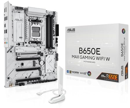 ASUS B650E MAX Gaming WiFi W - Placa Base AMD B650 ATX, Blanco, DDR5, PCIe 5.0, Ranuras M.2, Wi-Fi 6E, 2.5Gb Ethernet, DisplayPort, HDMI, USB Tipo-A y Tipo-C, BIOS Flashback, Aura Sync