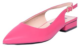Slingback Donna a Punta Tacco Basso 2 cm Sandali in Ecopelle Tinta Unita con Cinturino alla caviglia Regolabile Scarpe Donna Eleganti (Fucsia, Sistema Taglie Calzature EU, Adulto, Numero, Media, 40)