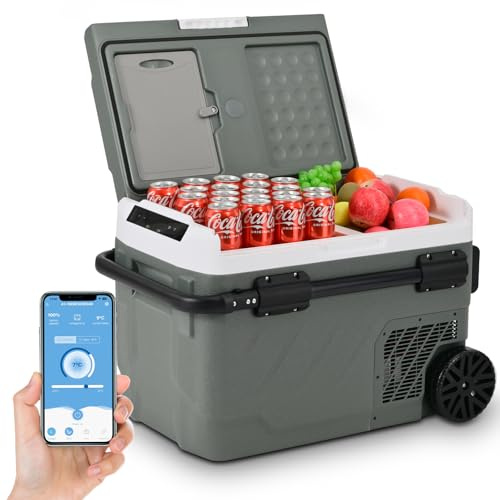 Alpicool 40L Kompressor Kühlbox Dual Zone, Kühlschrank für Auto Mit APP-Steuerung, Kühlbox 12V 230V Kompressor für Auto, Camping, Fahrten, Angeln, Lkw, Reisemobil, Boot, -20℃-20℃