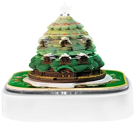 Calendario 3D 2026-3D Árbol de Navidad 2026 Calendario arrancable – Rastreador de hábitos de escritorio con luz – para profesores, estudiantes, niños, adultos, Navidad, hogar, trabajo, estantería