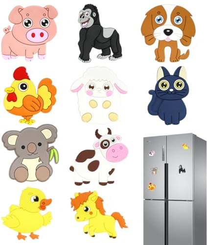 BEPSYOM 10 Pcs Magneti per Bambini Calamite Frigorifero Animali della Fattoria per Bambini Piccoli