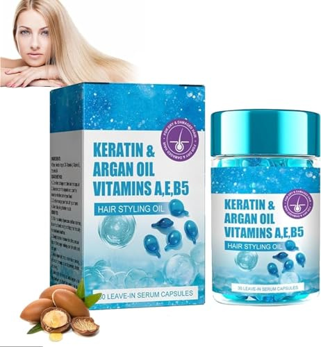 Capsule di siero per capelli, capsule idratanti e per il trattamento alla cheratina con olio di avocado/jojoba/argan, per capelli crespi, secchi e danneggiati