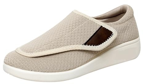 ortopediska barfotaskor, slip-on, diabetikerskor, dam, puffiga, lätta promenadskor, platta sulor, slip-skor, bekväma träningsskor, andningsbara, fritidsskor, vandringsskor, GUL, 36 EU