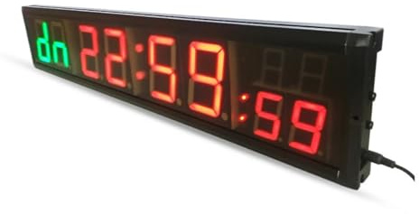 Minuteur d'entraînement en alliage d'aluminium avec compte à rebours et 2 chiffres verts + 6 chiffres rouges, horloge murale numérique d'intérieur à 6 chiffres. Modes multiples