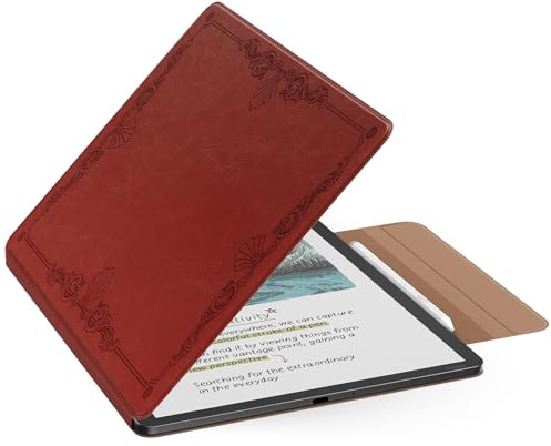 MoKo Magnetfodral för Kindle Scribe 11 tum (3:e generationen) och Kindle Scribe Colorsoft (1:a generationen), tunt premiumfodral med pennhölje och väckarklocka/sömn, vintage stil