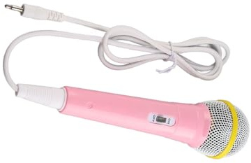 Akozon Micrófono con Cable para Niños, Enchufe de 3,5mm, Juguete Musical Portátil de Baja Distorsión, Micrófono para Cantar para Karaoke, Fiesta Familiar (Pink)