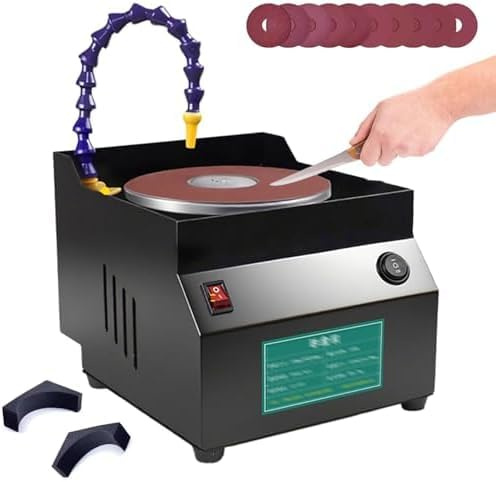 Levigatricesmerigliatrice da banco elettrica professionale con raffreddamento ad acqua, 7 velocità fino a 3350 girimin, motore reversibile, angolo regolabile per affilare coltelli, forbici e lucid