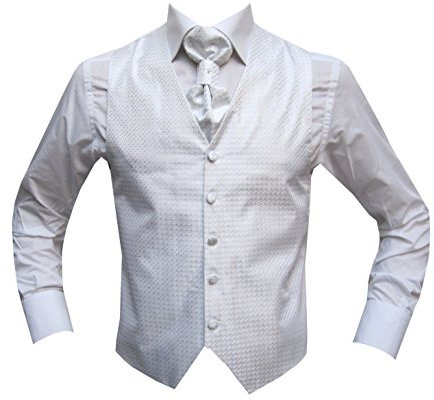 MMUGA Hochzeitwesten Set mit Plastron Weiß 68