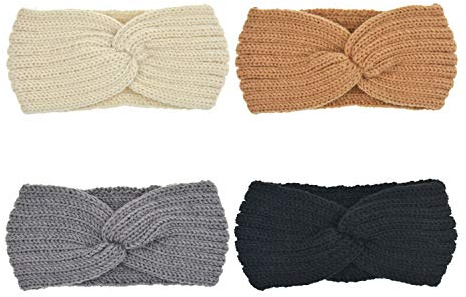 DRESHOW 4 Pezzi Fasce per Capelli Tessuto di Lana Turbante Fascia da Donna Invernale Accessori Cerchietti per Donna Ragazze