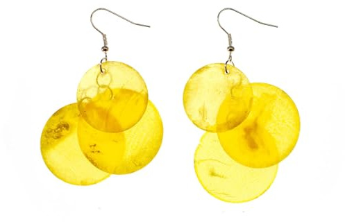 Miniblings Perlmutt Ohrringe Muschel Perlmuttscheiben Gelb versilbert | Ohrschmuck aus eigener Fertigung in Berlin, mit Hippie und Boho