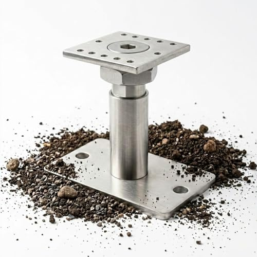 Pfostenträger höhenverstellbar 140-190mm von Tergato | BASE Plus HV | Justierbar ohne Pfosten-Drehen | Schwerlast feuerverzinkt