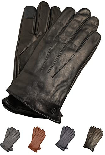 AKAROA ESTD 2019 Lederhandschuhe Herren MAX, Touchscreen Funktion, italienisches Leder, recyceltes Strickfutter aus 50% Kaschmir und 50% Wolle, 5 Größen S - XXL